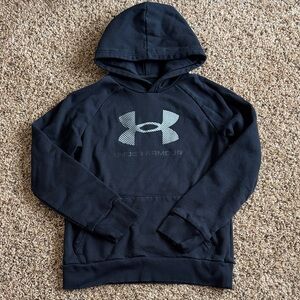 Under Armour Boy Black Logo Pullover Hoodie Size Medium